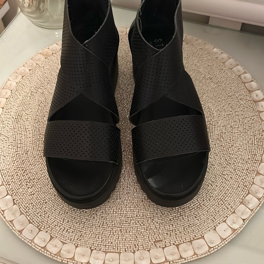 Steven By Steve Madden Black Wedge Sandals